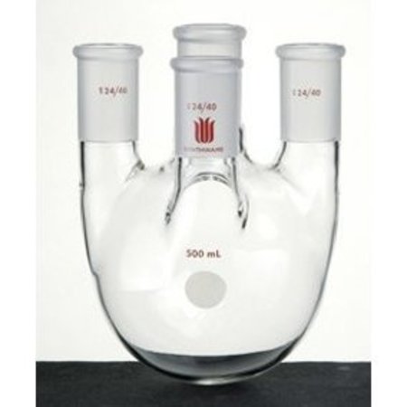 SYNTHWARE FLASK, ROUND BOTTOM, 4 NECK, CENTER 45/50, OTHER 29/42, 3L F21583L